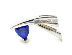 Diamond and 2.50 Carat Tanzanite Pendant 18k White Gold