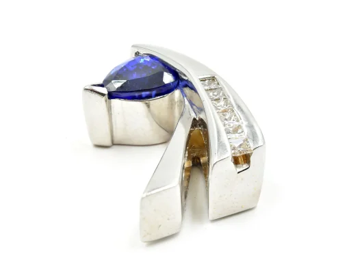 Diamond and 2.50 Carat Tanzanite Pendant 18k White Gold