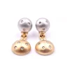 Diamond 14k Yellow and White Gold Ball Earrings