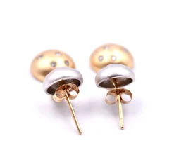 Diamond 14k Yellow and White Gold Ball Earrings