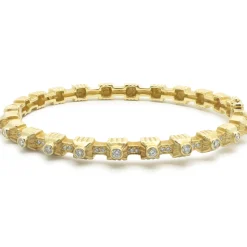 Doris Panos 18 Karat Yellow Gold Diamond Bangle Bracelet
