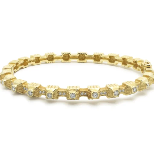 Doris Panos 18 Karat Yellow Gold Diamond Bangle Bracelet