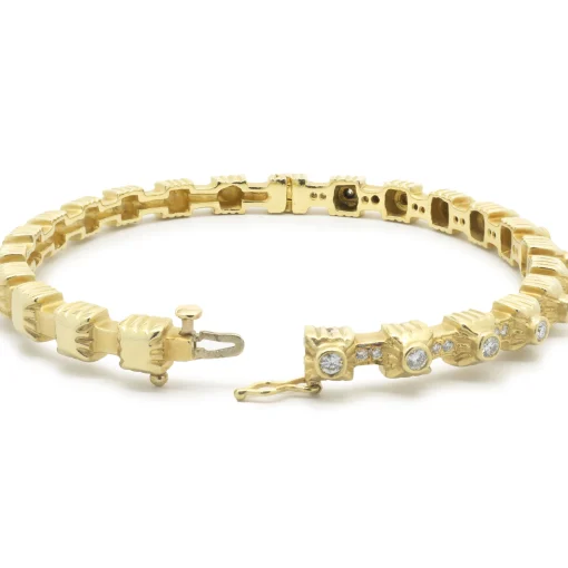 Doris Panos 18 Karat Yellow Gold Diamond Bangle Bracelet
