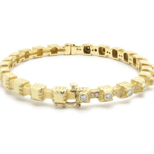 Doris Panos 18 Karat Yellow Gold Diamond Bangle Bracelet