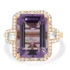 Effy 14 Karat Rose Gold Amethyst and Diamond Ring