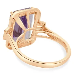 Effy 14 Karat Rose Gold Amethyst and Diamond Ring