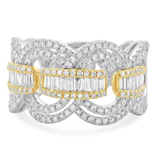 Effy 14 Karat White & Yellow Gold Diamond Duo Open Circle Link Cigar Band