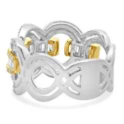 Effy 14 Karat White & Yellow Gold Diamond Duo Open Circle Link Cigar Band