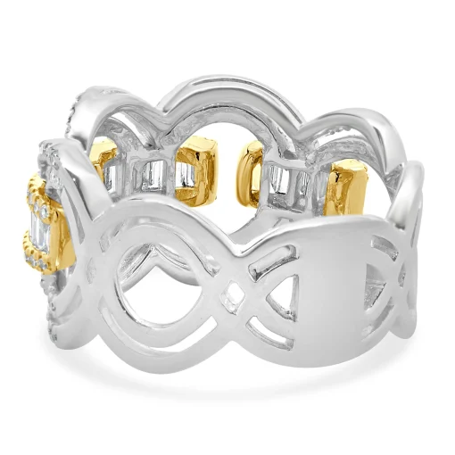Effy 14 Karat White & Yellow Gold Diamond Duo Open Circle Link Cigar Band
