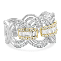 Effy 14 Karat White & Yellow Gold Diamond Duo Open Circle Link Cigar Band