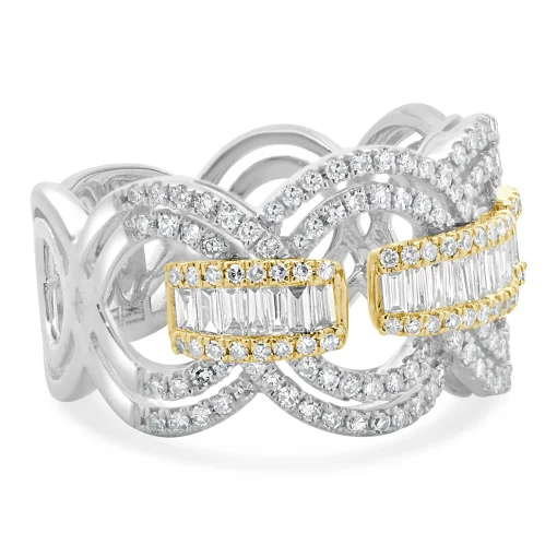 Effy 14 Karat White & Yellow Gold Diamond Duo Open Circle Link Cigar Band