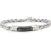 Effy Sterling Silver and 14 Karat Yellow Gold Black Spinel Bracelet