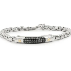 Effy Sterling Silver and 14 Karat Yellow Gold Black Spinel Bracelet