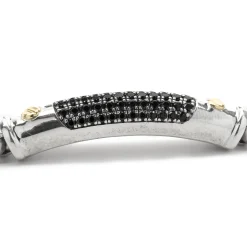 Effy Sterling Silver and 14 Karat Yellow Gold Black Spinel Bracelet
