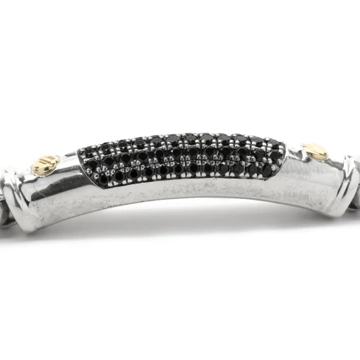 Effy Sterling Silver and 14 Karat Yellow Gold Black Spinel Bracelet