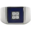 Faberge 18 Karat White Gold Diamond and Blue Enamel Ring