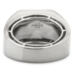 Faberge 18 Karat White Gold Diamond and Blue Enamel Ring