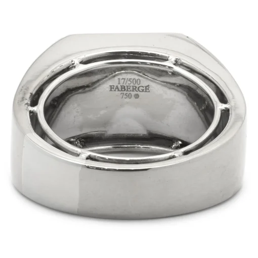 Faberge 18 Karat White Gold Diamond and Blue Enamel Ring