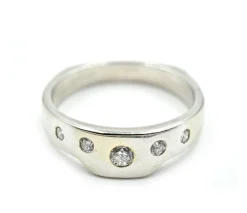 Five Diamond Band 14k White Gold