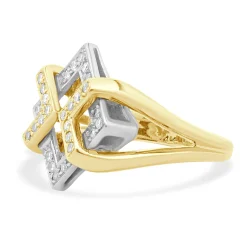 Fortunes 14 Karat Yellow & White Gold Diamond Geometric Interlocking Ring