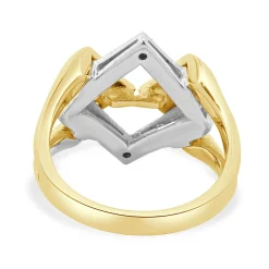 Fortunes 14 Karat Yellow & White Gold Diamond Geometric Interlocking Ring