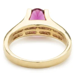 Frank Lau 14 Karat Yellow Gold Pink Topaz and Diamond Ring