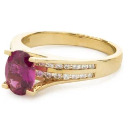 Frank Lau 14 Karat Yellow Gold Pink Topaz and Diamond Ring