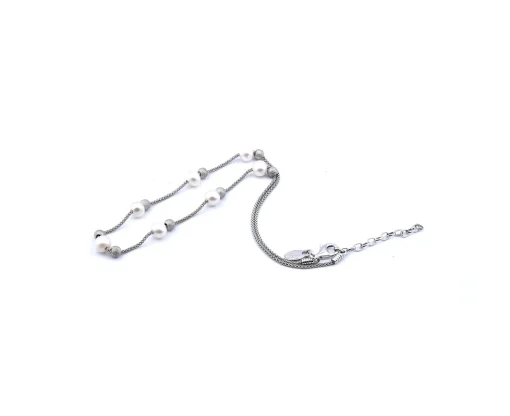 Frederic Duclos Pearl and Sterling Silver Station Necklace
