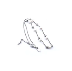 Frederic Duclos Pearl and Sterling Silver Station Necklace