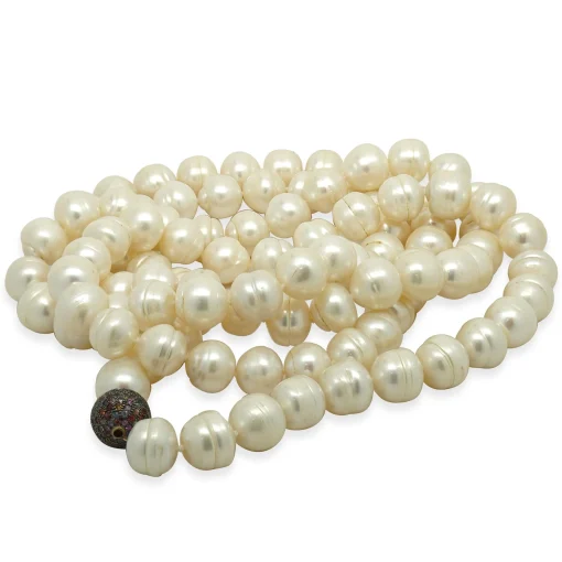 Freshwater Rose Baroque Pearl Necklace with Sterling Silver Gemstone clasp