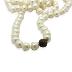 Freshwater Rose Baroque Pearl Necklace with Sterling Silver Gemstone clasp