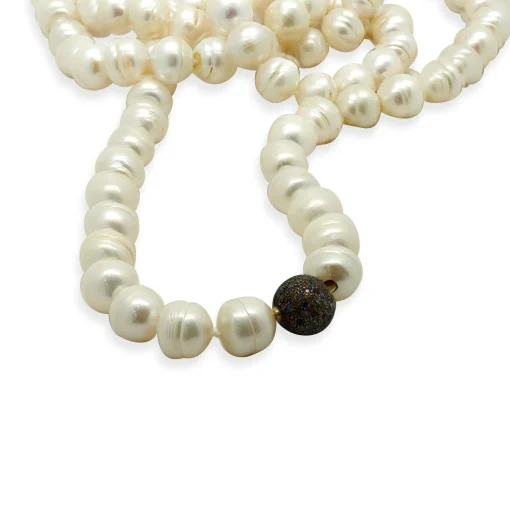 Freshwater Rose Baroque Pearl Necklace with Sterling Silver Gemstone clasp