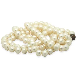 Freshwater Rose Baroque Pearl Necklace with Sterling Silver Gemstone clasp