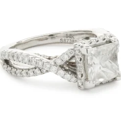 Gabriel & Co. 14 Karat White and Rose Gold Princess Cut Diamond Engagement Ring