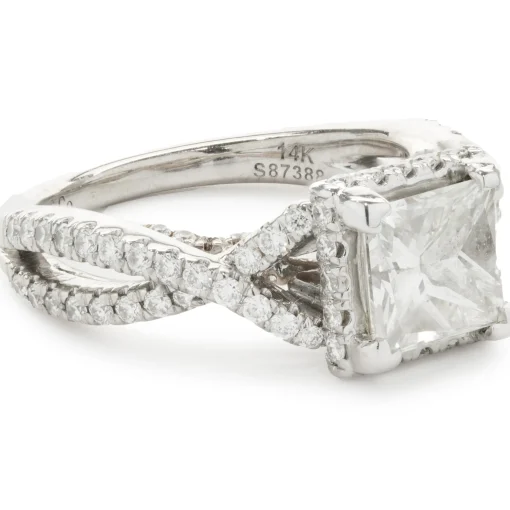 Gabriel & Co. 14 Karat White and Rose Gold Princess Cut Diamond Engagement Ring