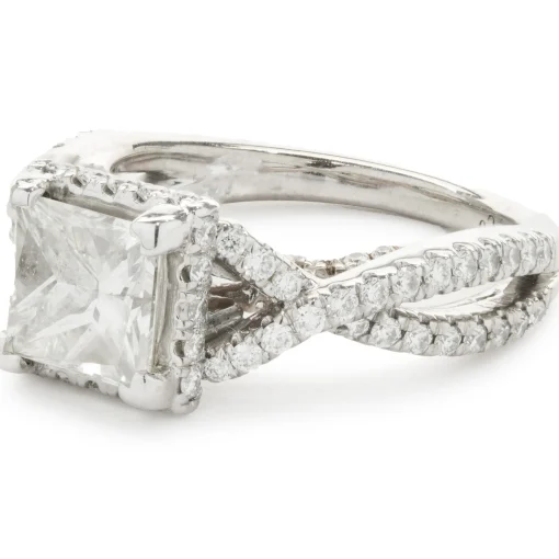 Gabriel & Co. 14 Karat White and Rose Gold Princess Cut Diamond Engagement Ring