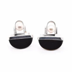 Gabriel Ofiesh 14k White Gold Cultured Akoya Pearl & Onyx Earrings
