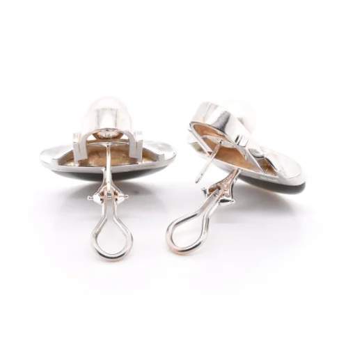 Gabriel Ofiesh 14k White Gold Cultured Akoya Pearl & Onyx Earrings