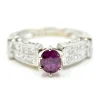 Garnet and Diamond Ring 14k White Gold