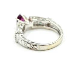 Garnet and Diamond Ring 14k White Gold