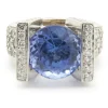 Gauthier 14 Karat White Gold Tanzanite and Diamond Structure Ring