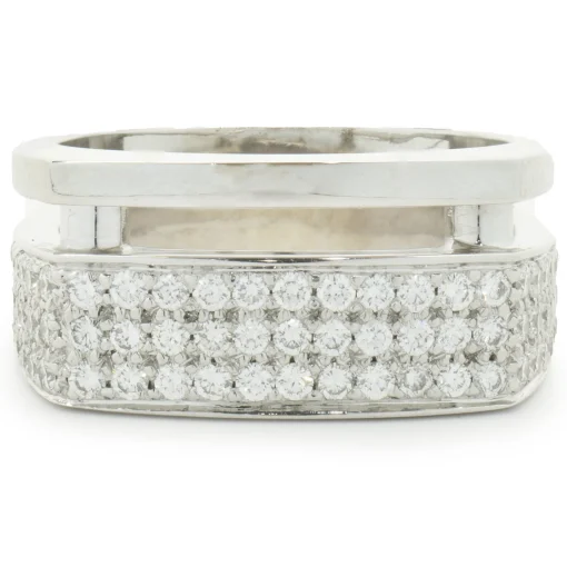 Gauthier 14 Karat White Gold Pave Diamond Split Structure Ring