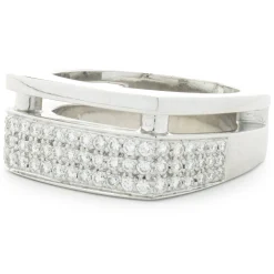 Gauthier 14 Karat White Gold Pave Diamond Split Structure Ring