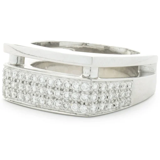 Gauthier 14 Karat White Gold Pave Diamond Split Structure Ring