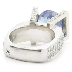 Gauthier 14 Karat White Gold Tanzanite and Diamond Structure Ring