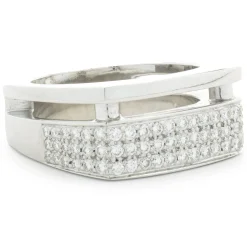 Gauthier 14 Karat White Gold Pave Diamond Split Structure Ring