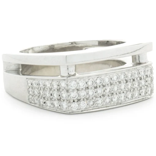 Gauthier 14 Karat White Gold Pave Diamond Split Structure Ring