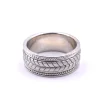 Gents 14k White Gold Carved Rope Band