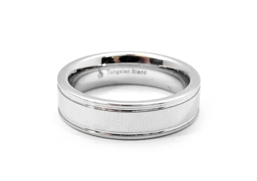 Gents Tungsten Grooved Wedding Band Size 9