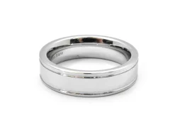 Gents Tungsten Grooved Wedding Band Size 9